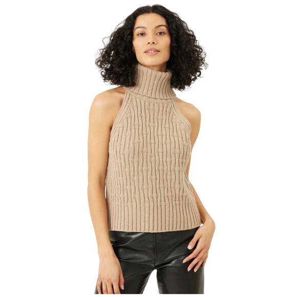 Stitches + Stripes Sleeveless Sweater Top Beige Marlow - Picture 1 of 10